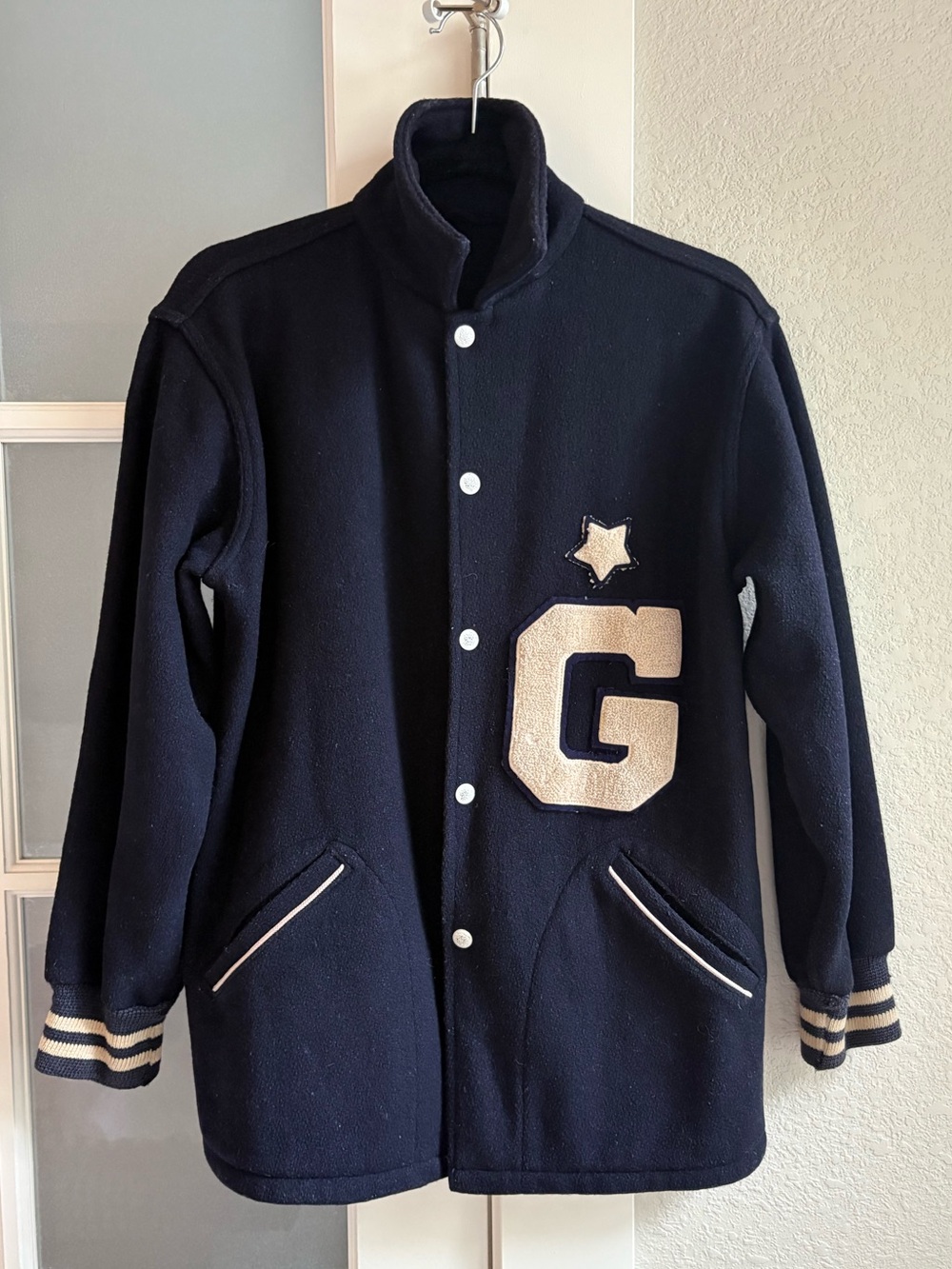 Maple Athletic Sportswear - Unisex Vintage Letterman Jacket - Blue & White- L-XL - Picture 2 of 9